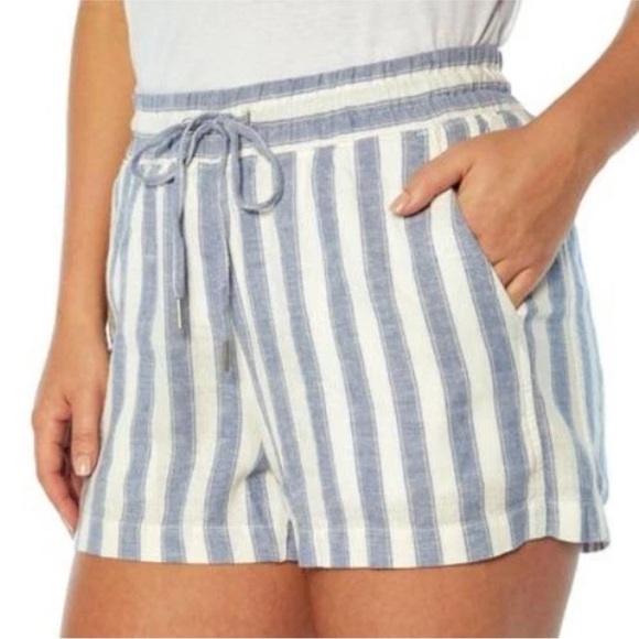 Gap Striped Linen Blend Womens Drawstring Shorts Elastic Waist Pockets Small - Picture 1 of 6